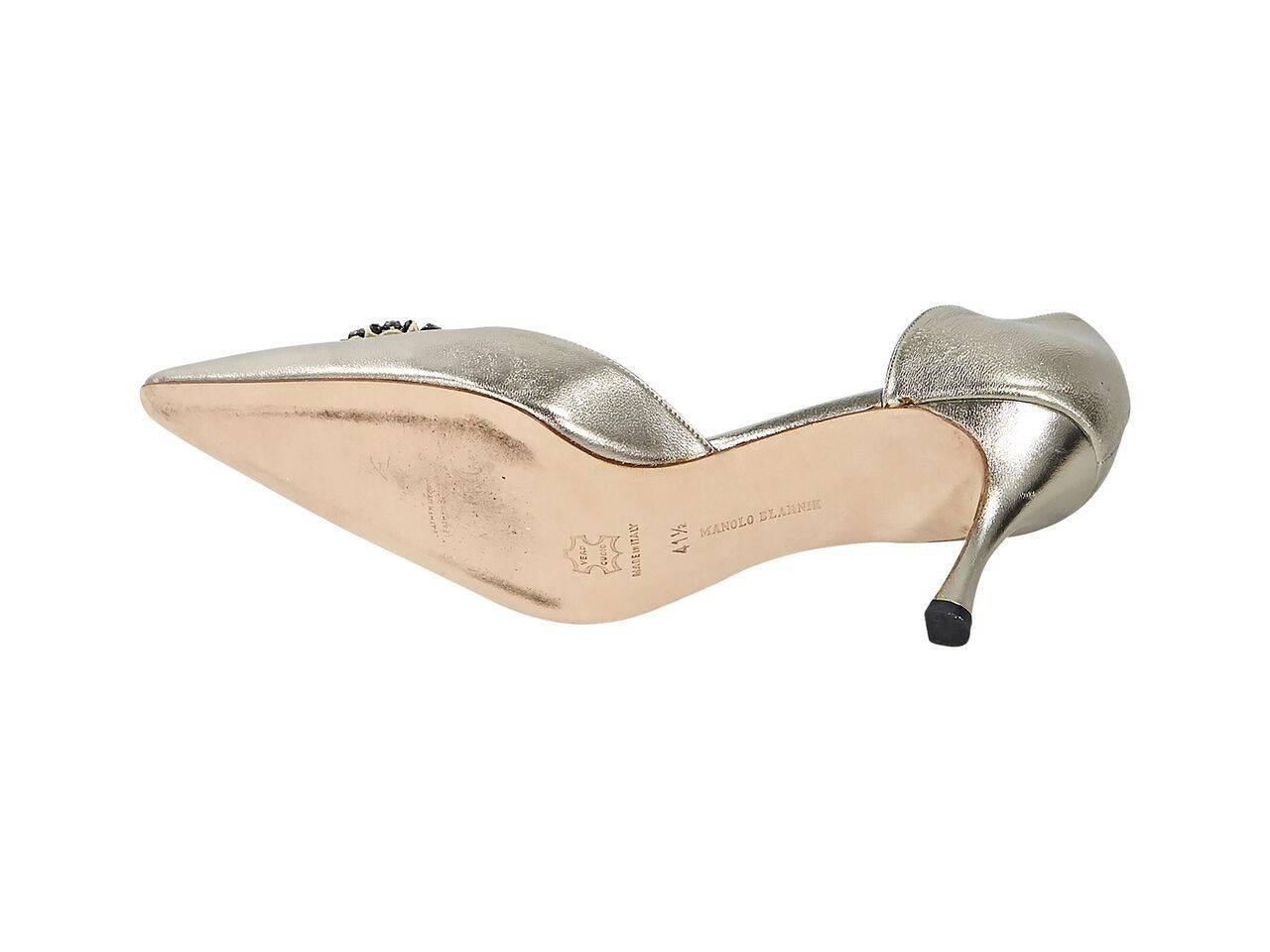 Metallic Gold Manolo Blahnik Leather D'Orsay Pump In Good Condition In New York, NY