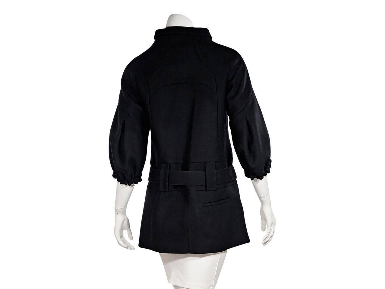 Black Prada Virgin Wool Belted Coat In Good Condition In New York, NY