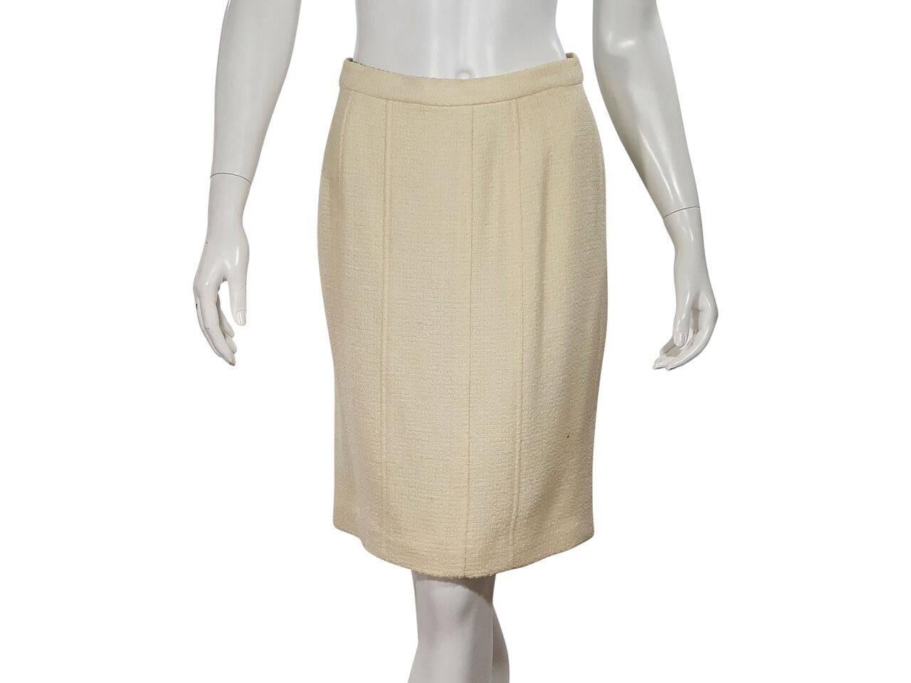 Beige Ivory Chanel Wool-Blend Skirt Suit Set