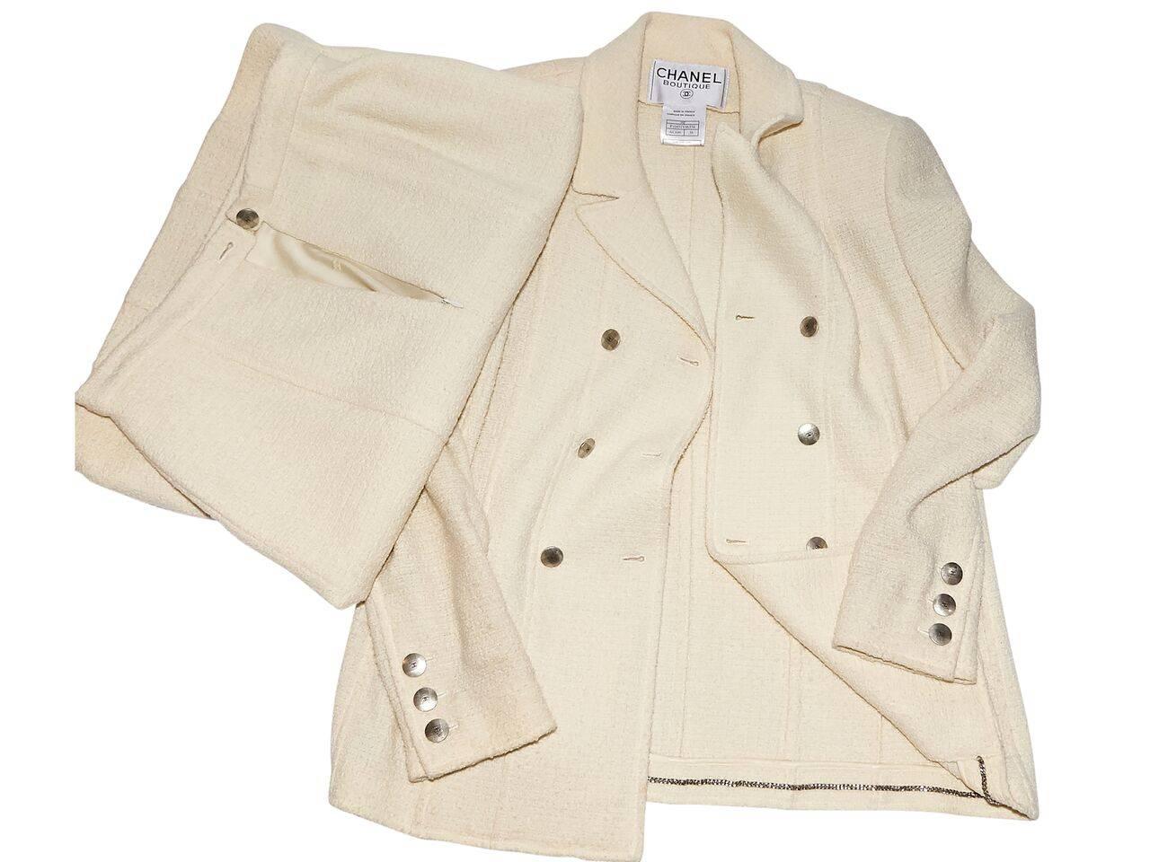 Ivory Chanel Wool-Blend Skirt Suit Set 1