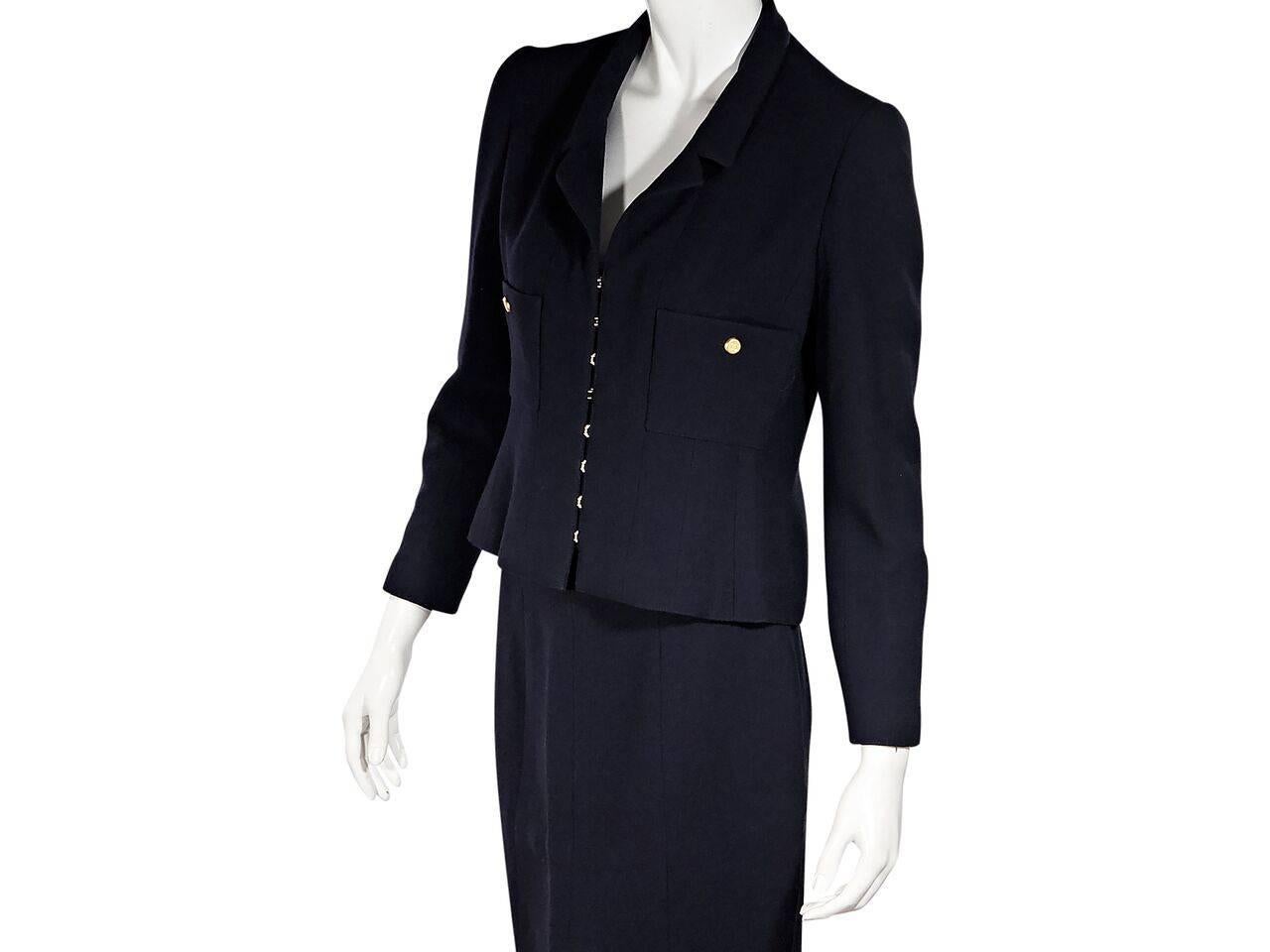 Black Navy Blue Vintage Chanel Skirt Suit Set