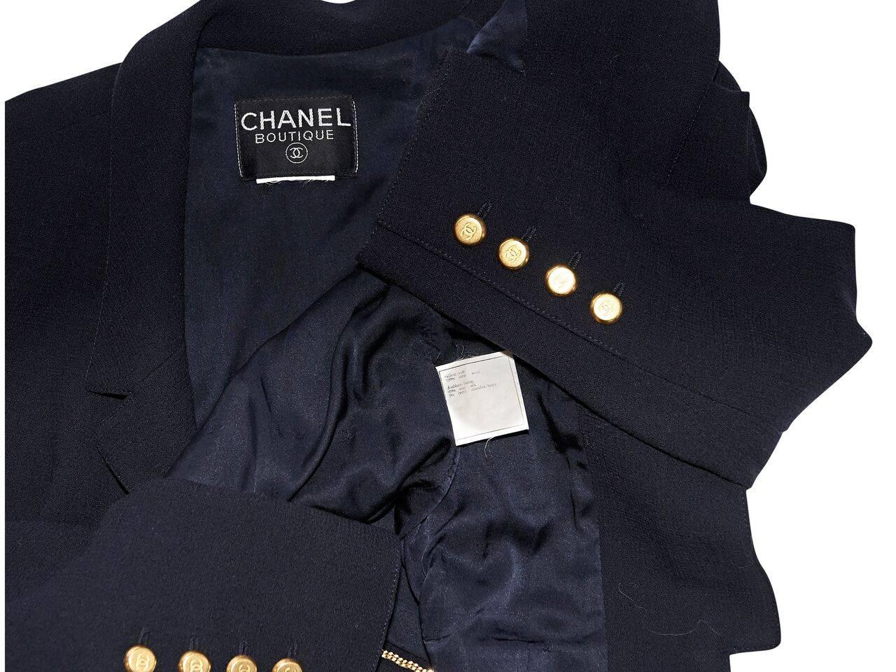 Navy Blue Vintage Chanel Skirt Suit Set 2