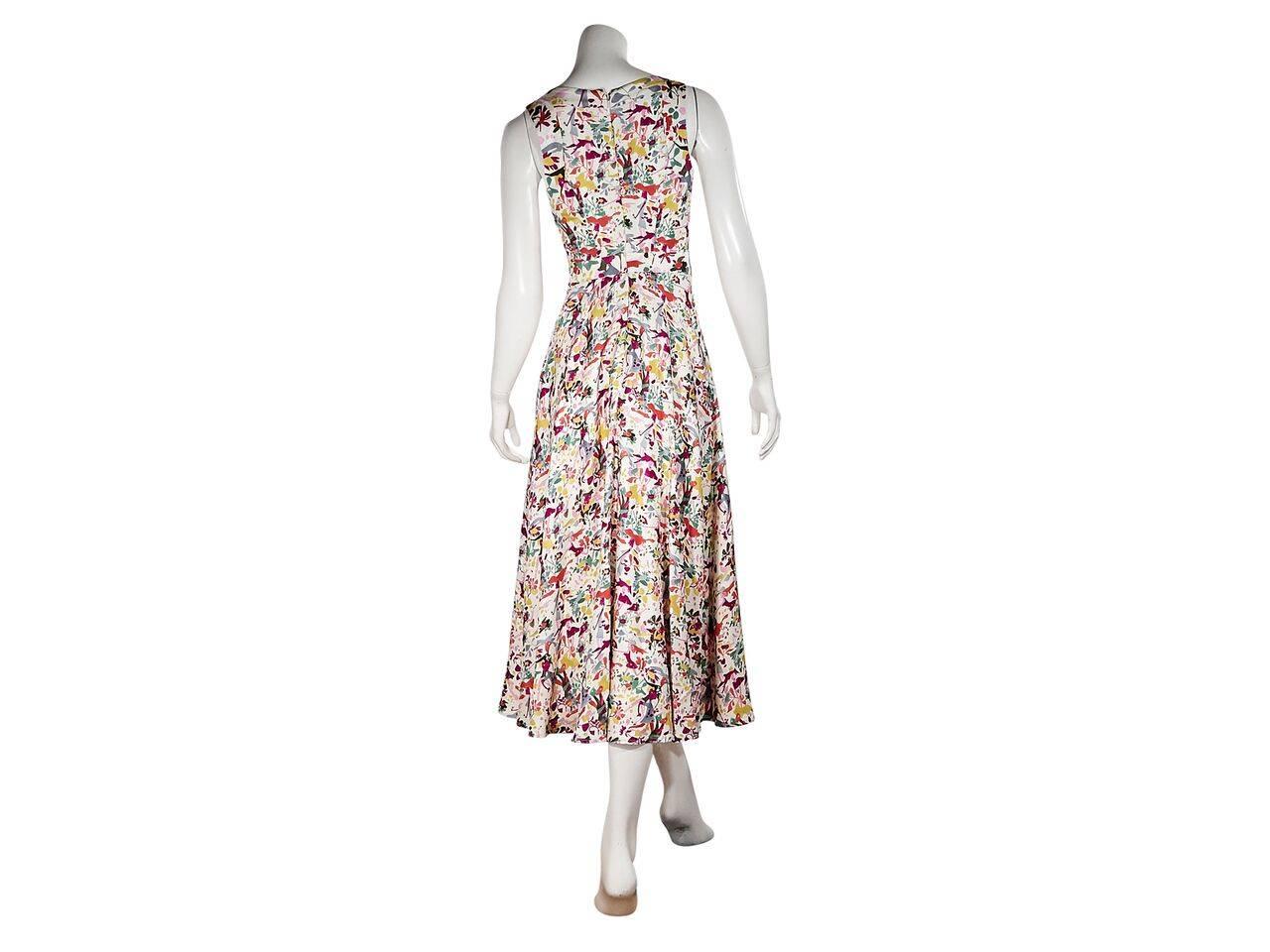 Beige Multicolor Carolina Herrera Printed Silk Midi Dress