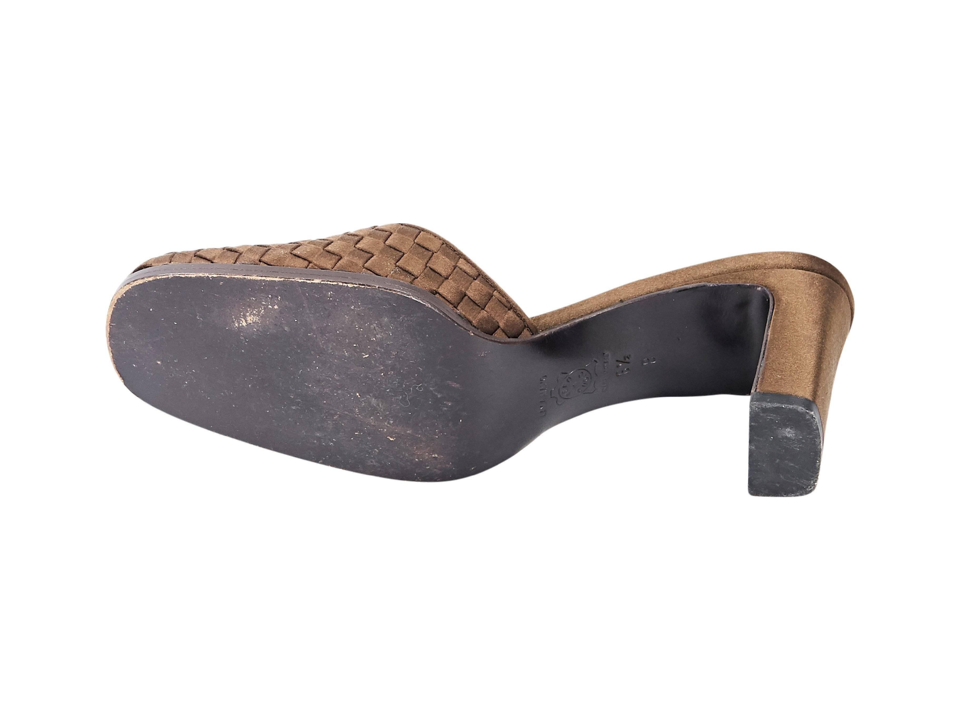 Brown Bottega Veneta Woven Satin Mules In Good Condition In New York, NY