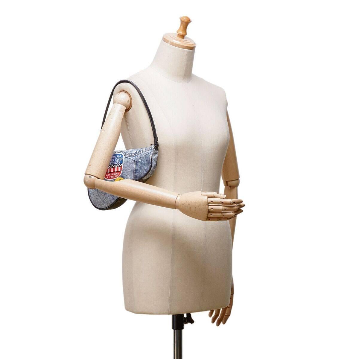 Multicolor Christian Dior Denim Mini Saddle Bag 5