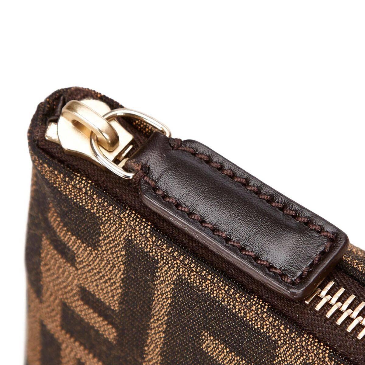 Brown Fendi Zucca Jacquard Pouch In Good Condition In New York, NY