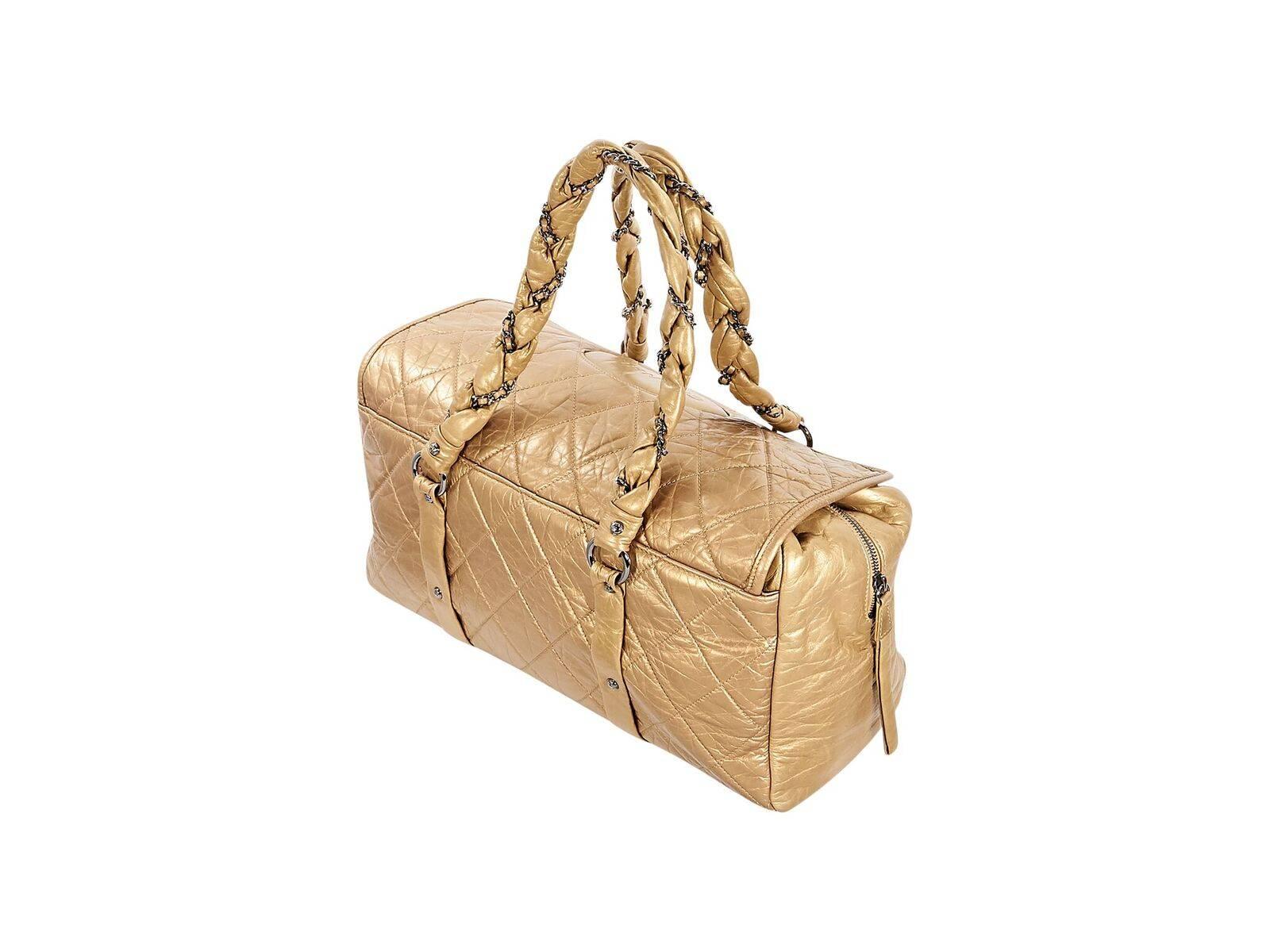 Metallic Gold Chanel Lady Braid Quilted Bag In Good Condition In New York, NY