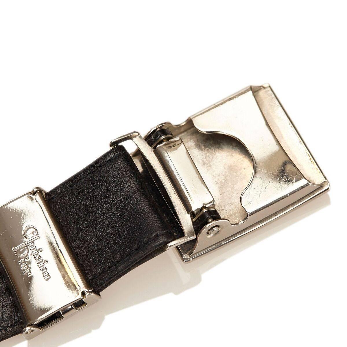 Black Christian Dior Leather Monsieur Belt In Good Condition In New York, NY
