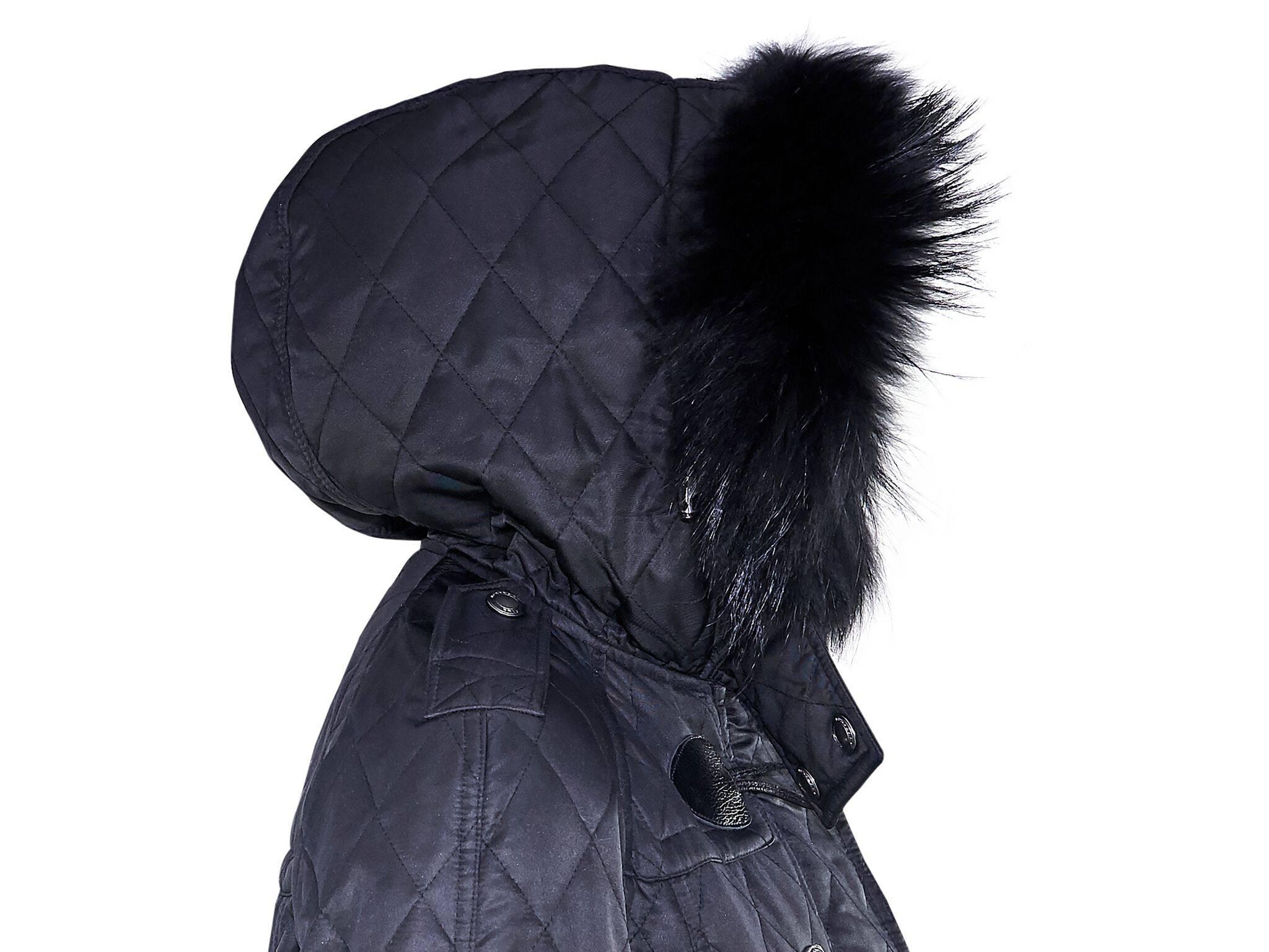 Women's Black Burberry Brit Quilted Hooded Jacket