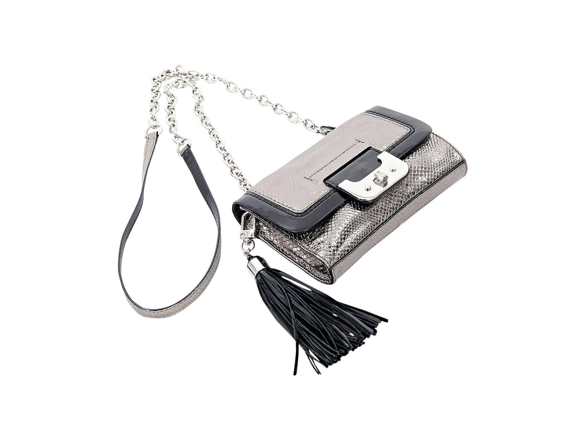 Silver Diane von Furstenberg Embossed Mini Crossbody Bag In Good Condition In New York, NY