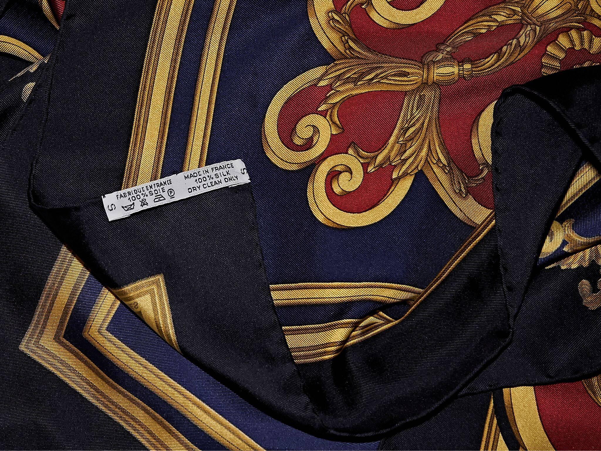 Black Multicolor Hermes Les Tuileries Silk Scarf