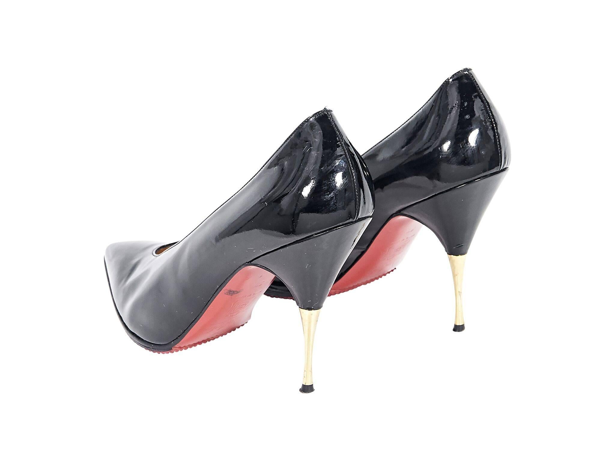 Christian Louboutin Black Patent Leather Pumps In Good Condition In New York, NY
