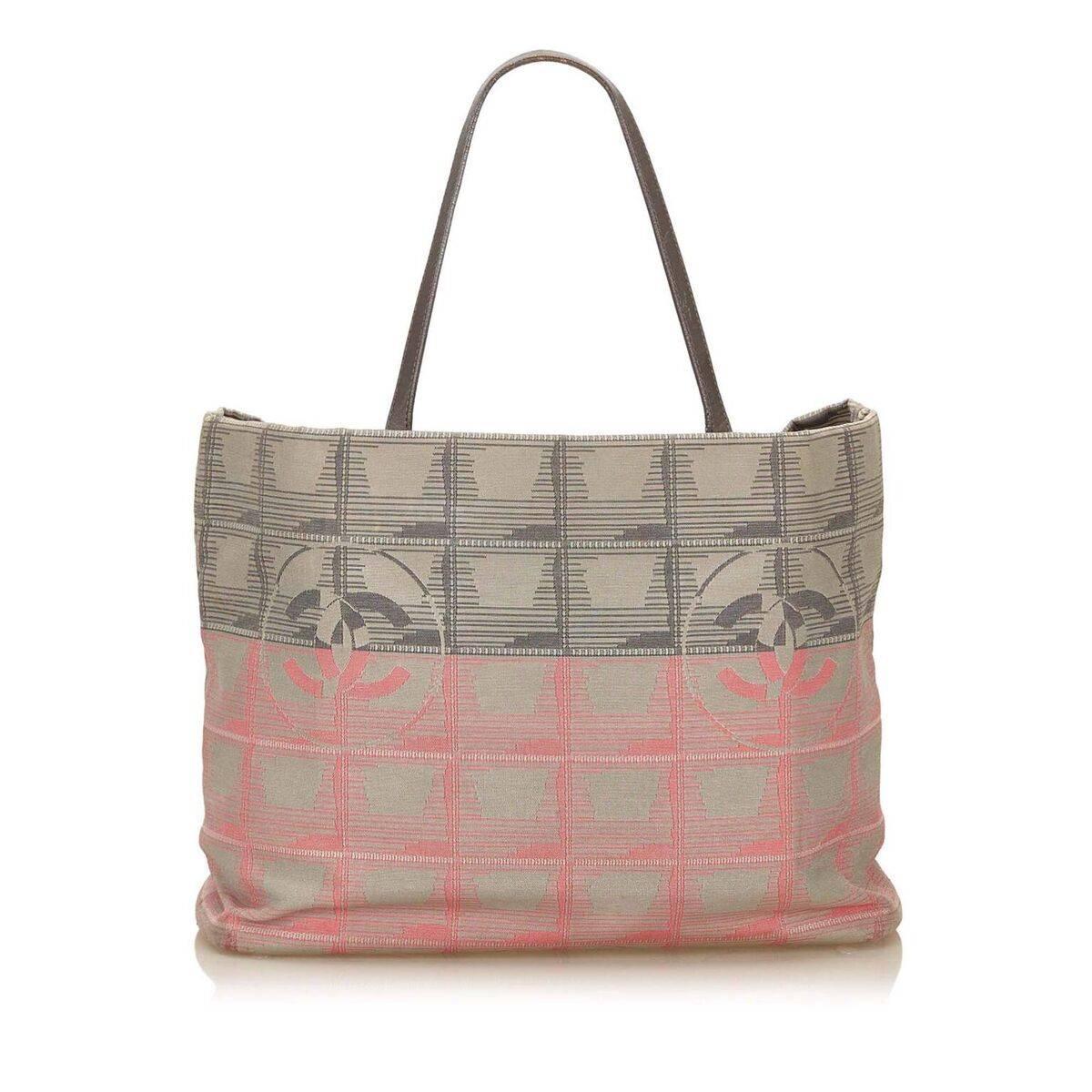 grey and pink purse