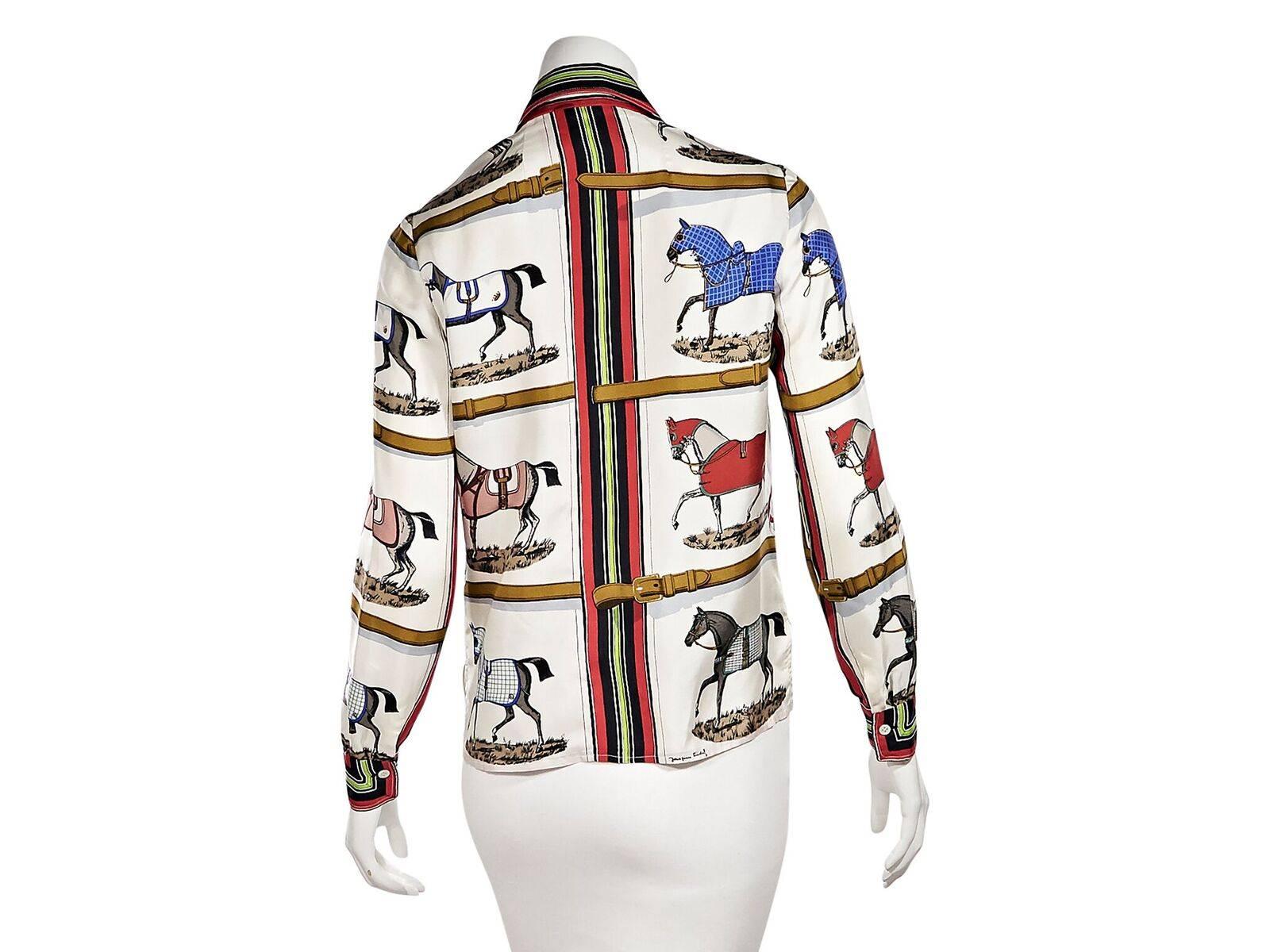 Hermes Multicolor Vintage Equestrian Blouse In Good Condition In New York, NY