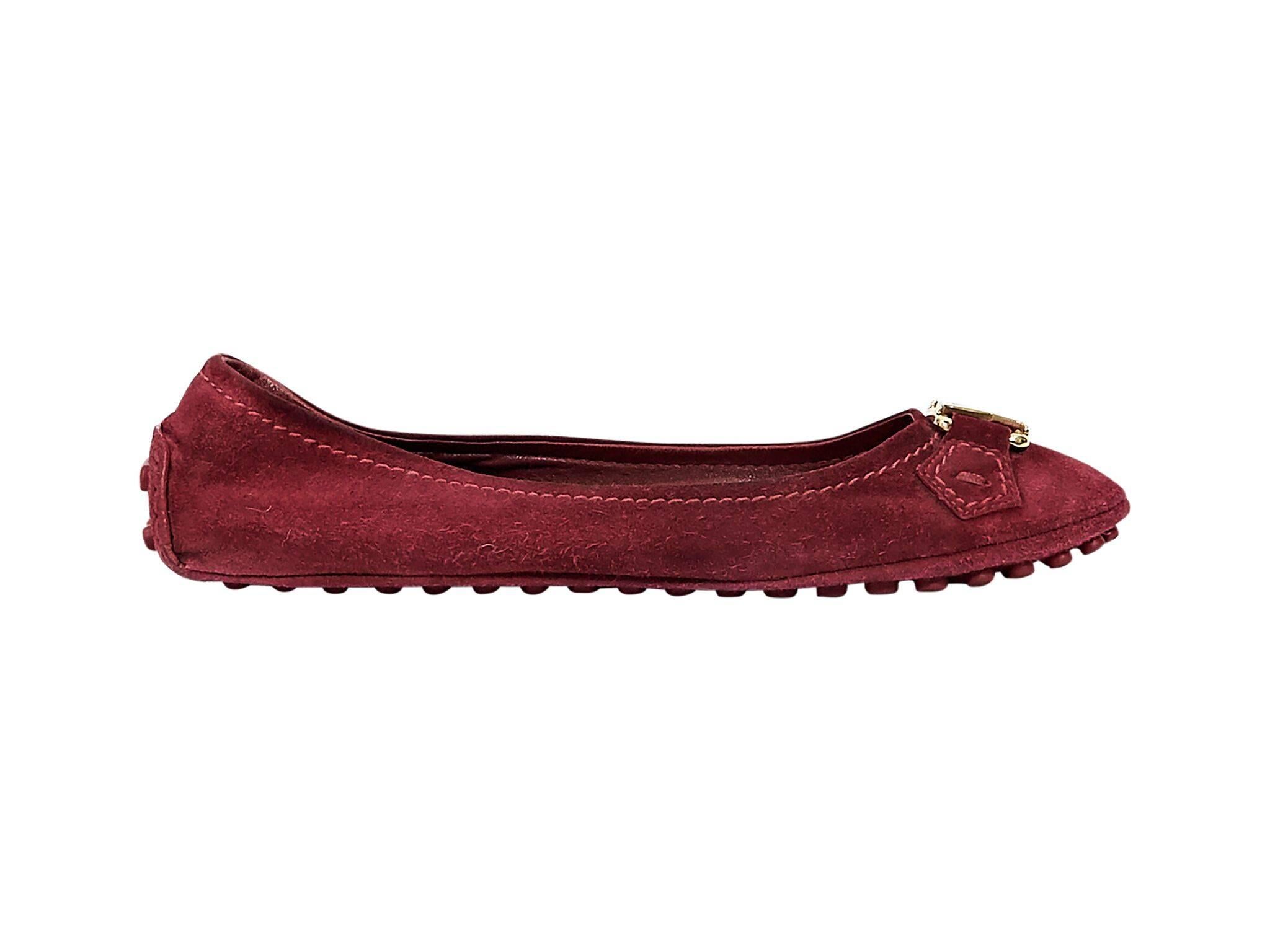 Brown Louis Vuitton Red Suede Driving Loafers