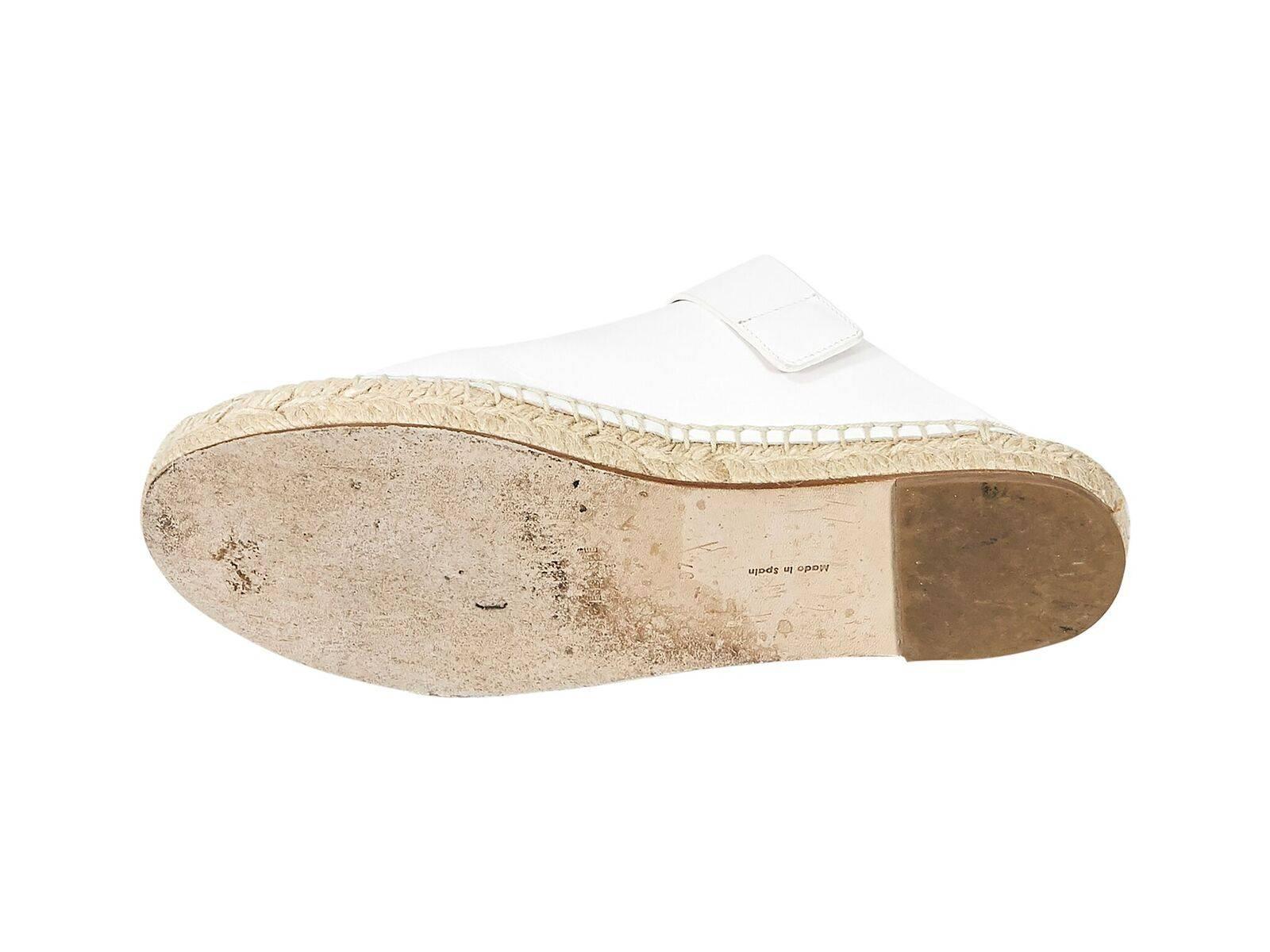 Celine White Leather Flat Espadrilles In Good Condition In New York, NY