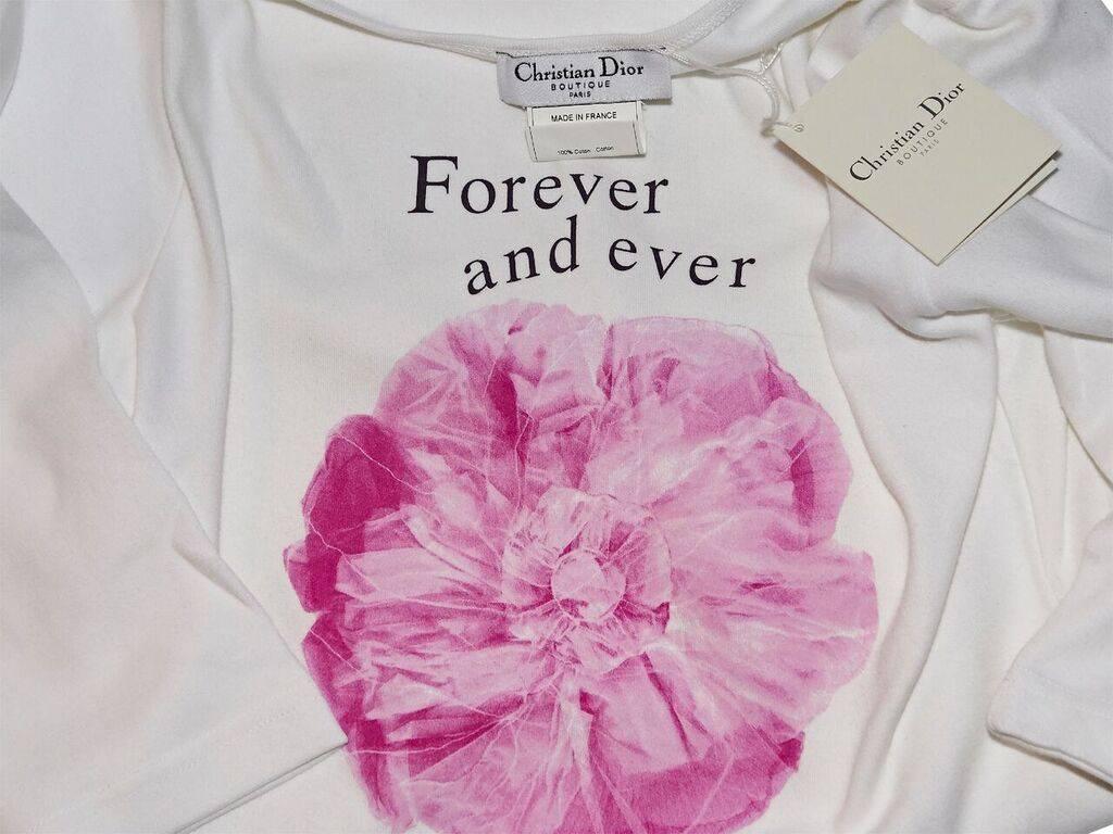 White & Pink Christian Dior Graphic Printed Tee In Good Condition In New York, NY