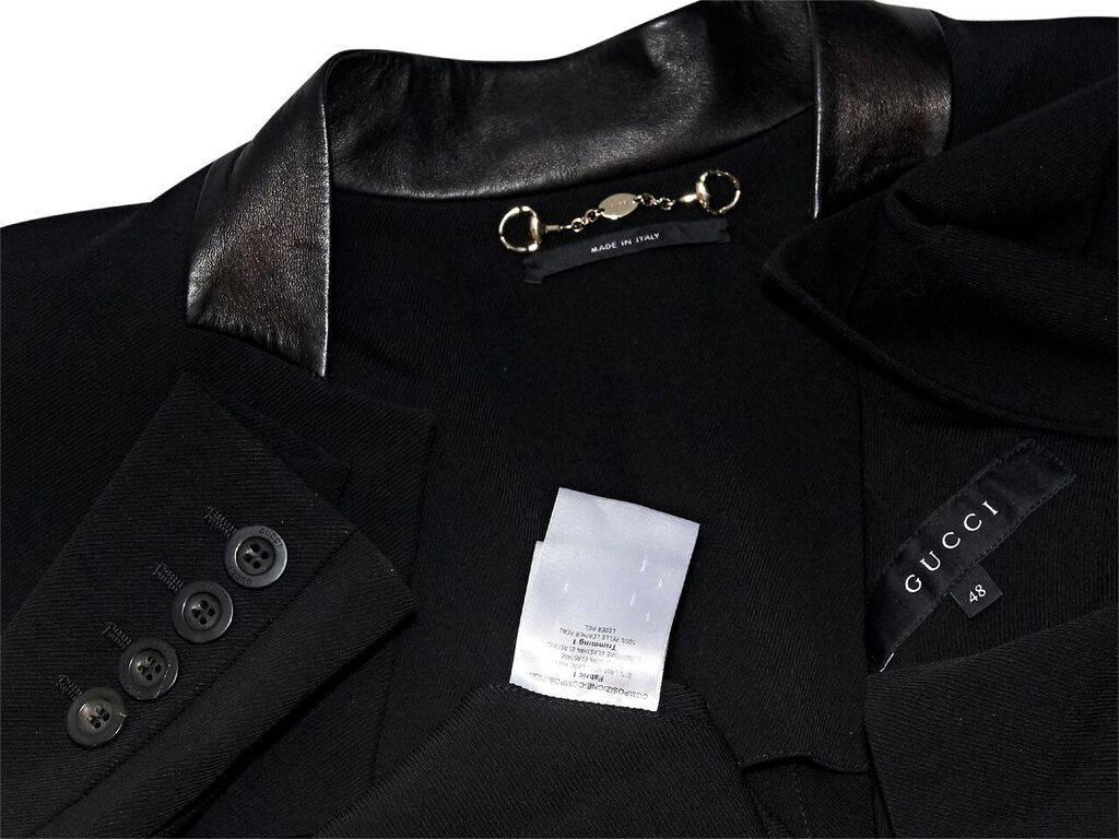 Women's Black Gucci Leather-Trimmed Blazer