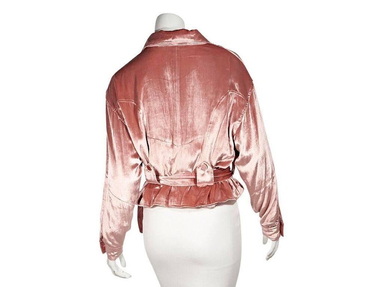 Pink Fleur du Mal Velvet Moto Jacket For Sale at 1stdibs