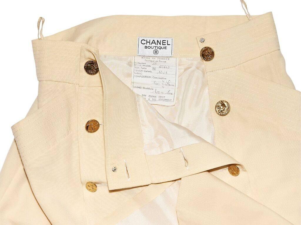 Beige Cream Vintage Chanel Sailor Button Skirt