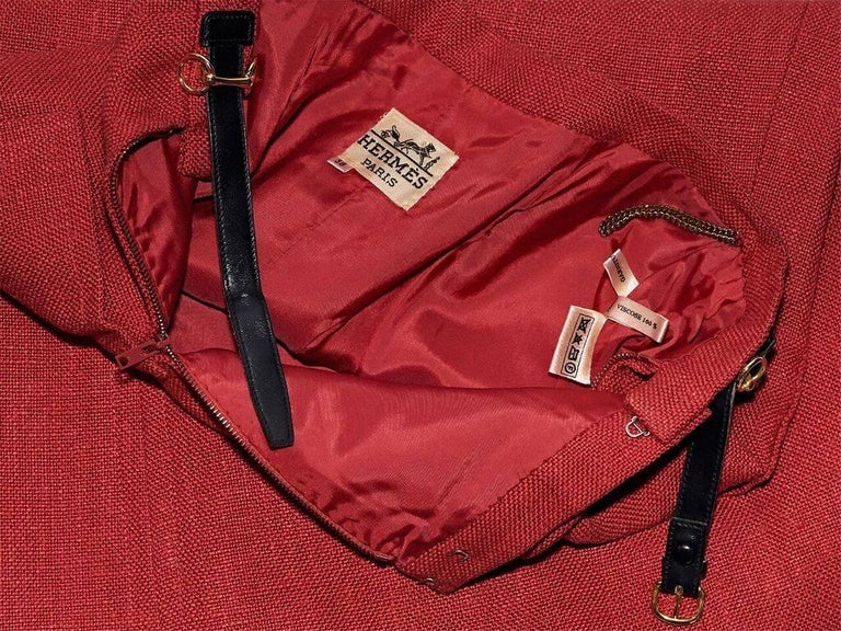 Red Vintage Hermes Belt-Front Skirt at 1stDibs