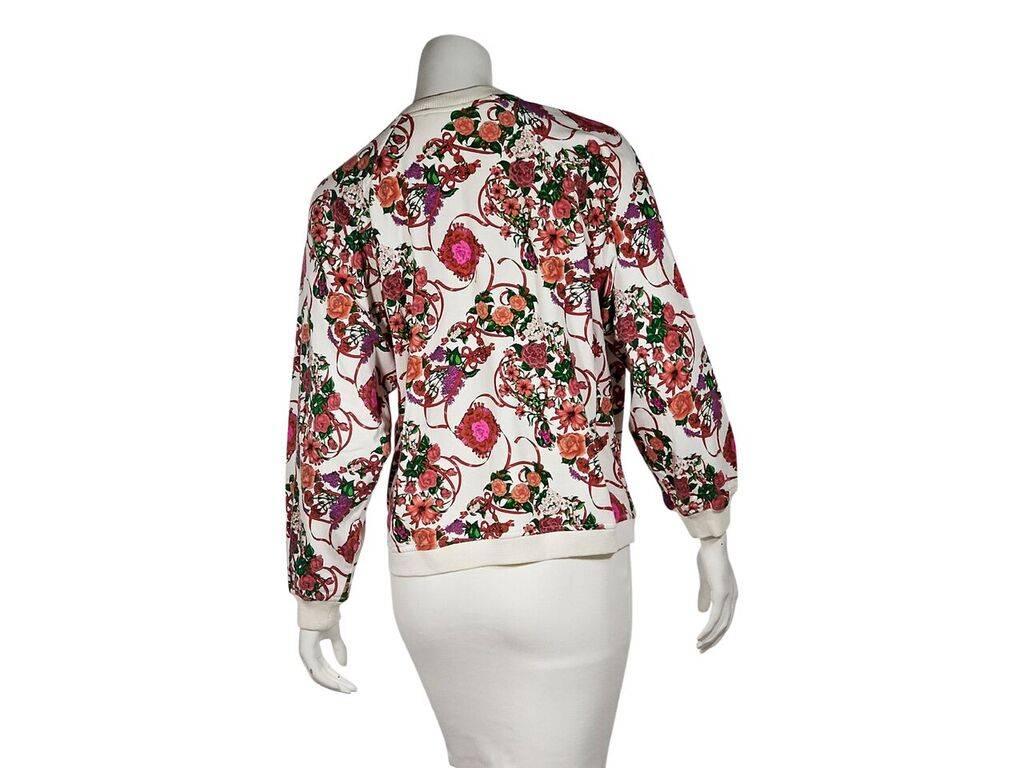 Beige Multicolor Vintage Hermes Floral-Printed Jacket