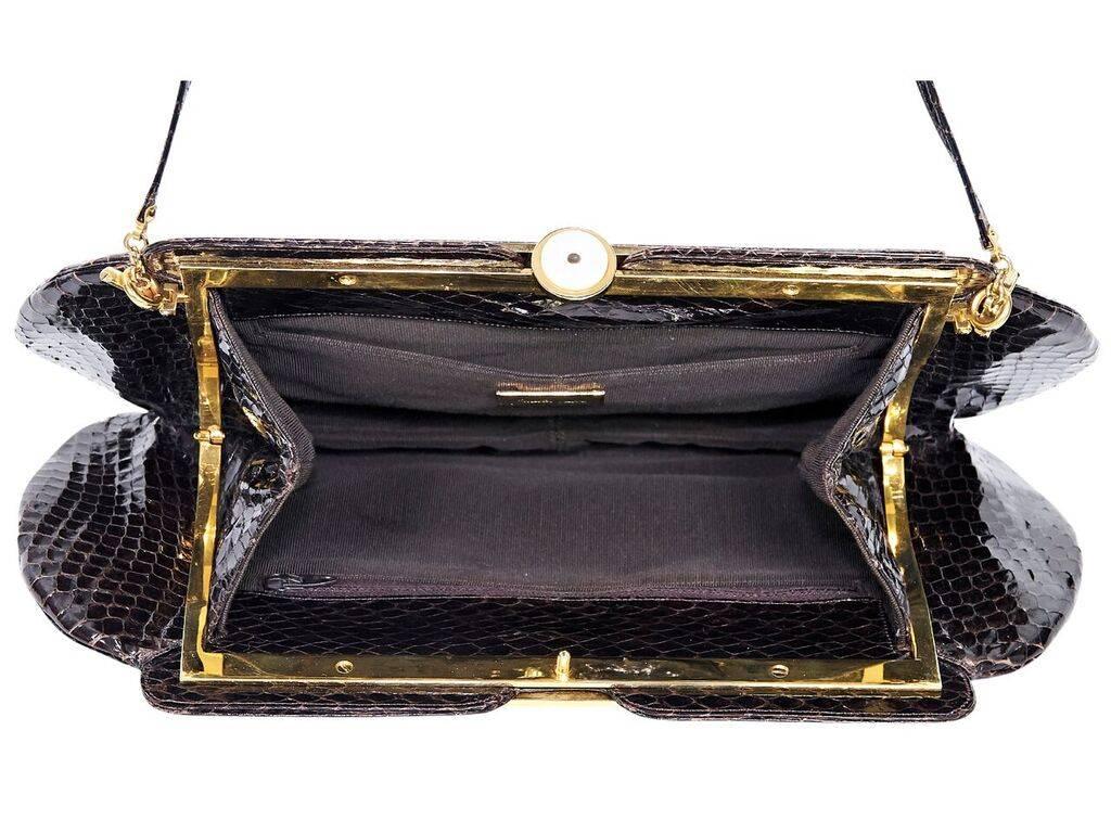 Brown Judith Leiber Snakeskin Clutch In Good Condition In New York, NY