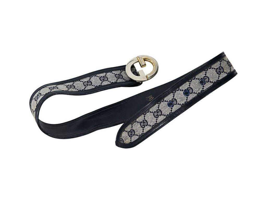 Black Navy Blue Vintage Gucci Monogram Belt