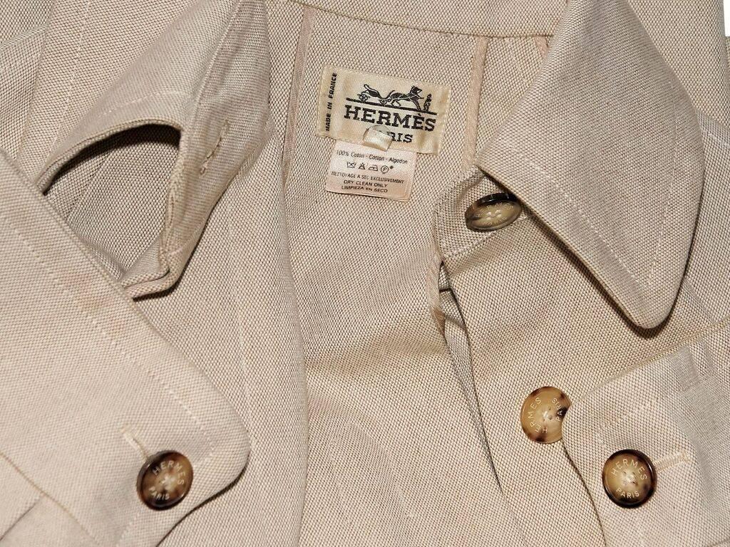 Tan Vintage Hermes Cotton Coat In Good Condition In New York, NY