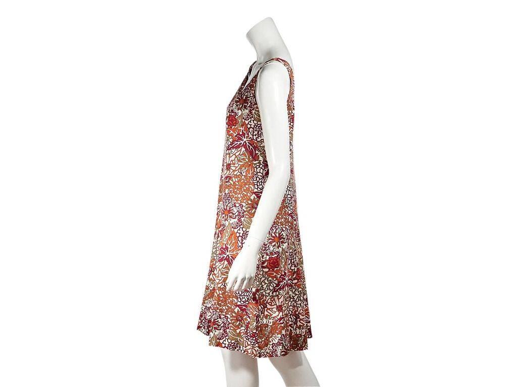 Product details:  Vintage multicolor printed cotton dress by Emilio Pucci.  Double scoopneck.  Sleeveless.  Pullover style.  36