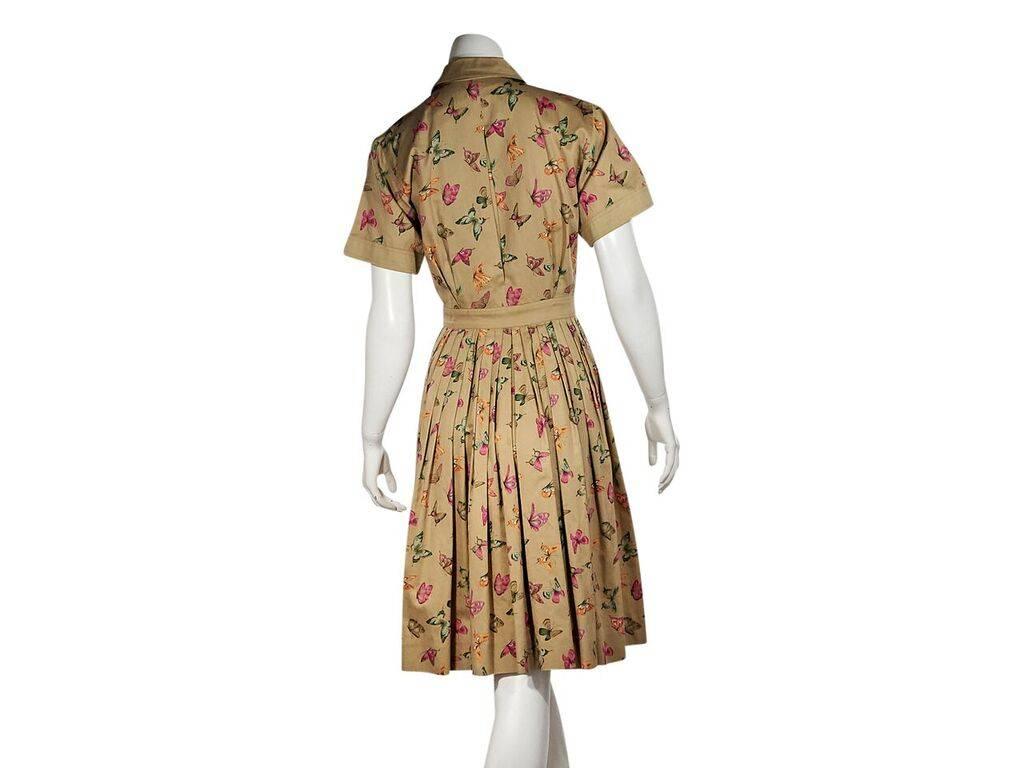 Brown Multicolor Vintage Gucci Butterfly Cotton Shirtdress