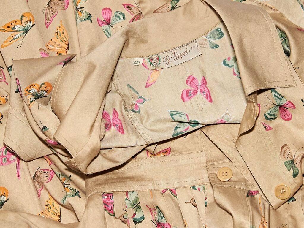 Multicolor Vintage Gucci Butterfly Cotton Shirtdress In Good Condition In New York, NY