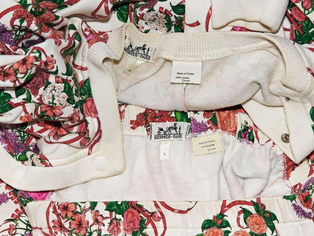 Multicolor Vintage Hermes Floral Cotton Skirt Set 1