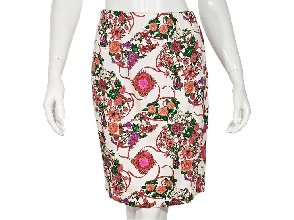 Women's Multicolor Vintage Hermes Floral Cotton Skirt Set