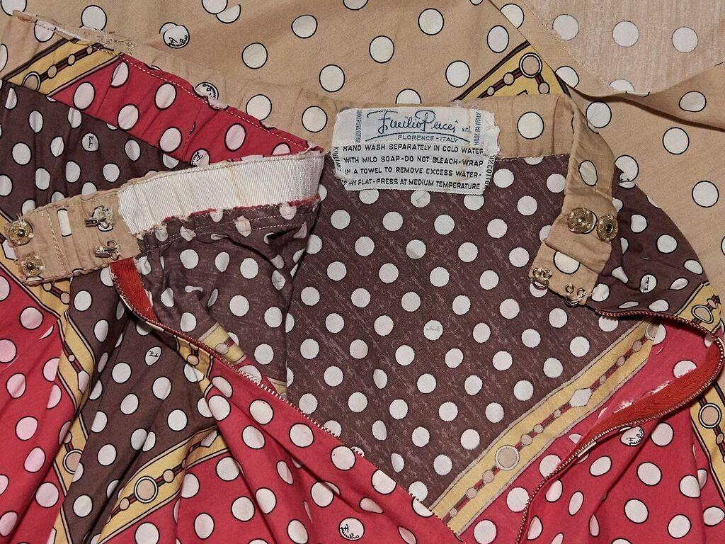 Brown Multicolor Vintage Emilio Pucci Polka-Dot Skirt