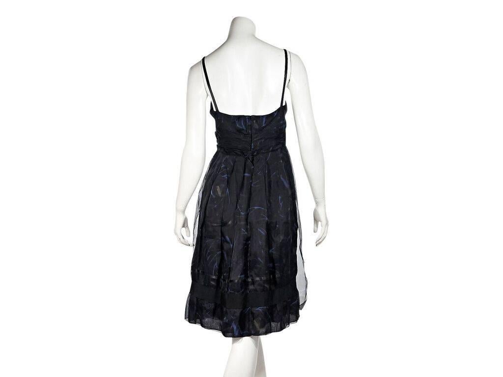 Black & Blue Celine Printed Silk Dress In Good Condition In New York, NY