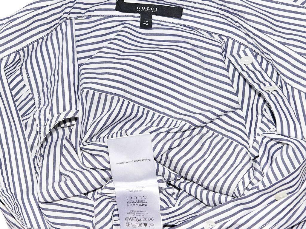 Blue & White Gucci Pinstriped Shirtdress In Good Condition In New York, NY
