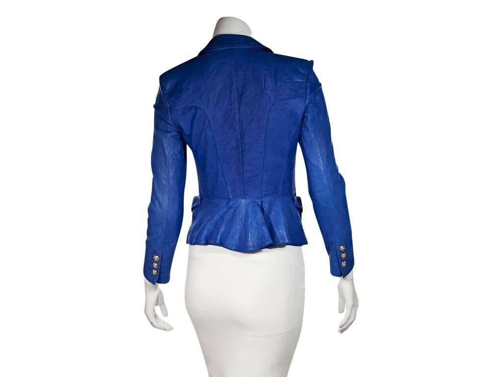 Blue Emilio Pucci Leather Blazer In Good Condition In New York, NY