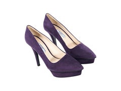 Purple Prada Suede Platform Pumps
