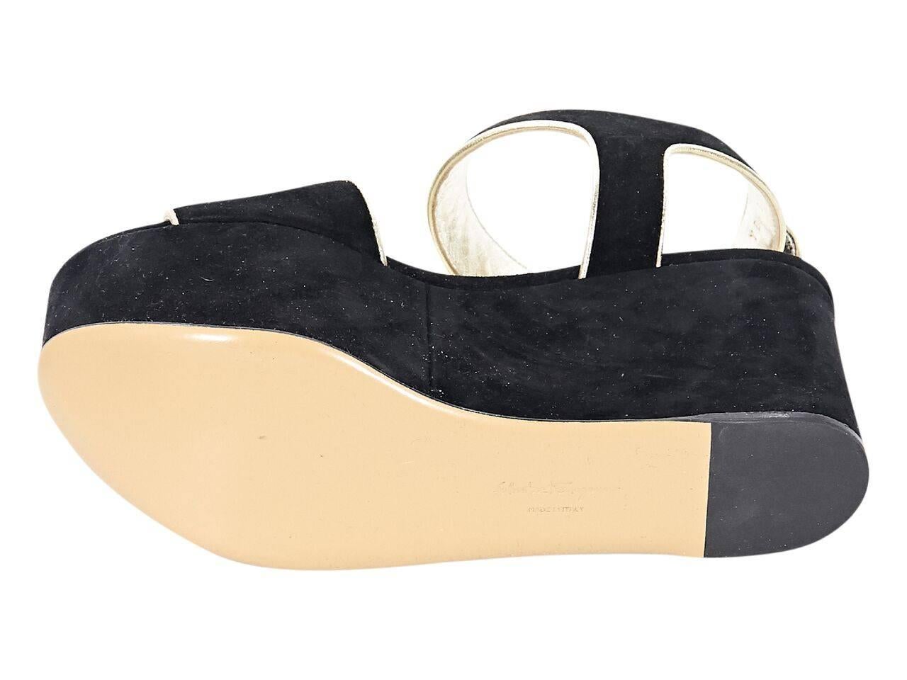 Women's Black Salvatore Ferragamo Wedge Sandals