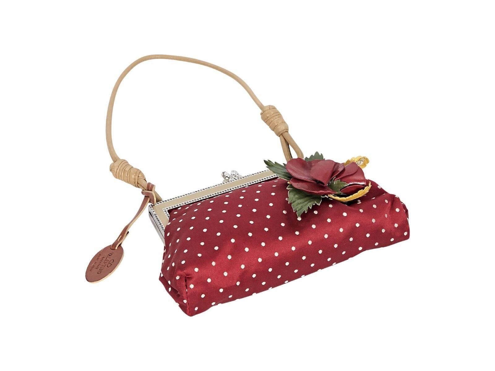 Brown Red Valentino Floral Satin Polka-Dot Shoulder Bag