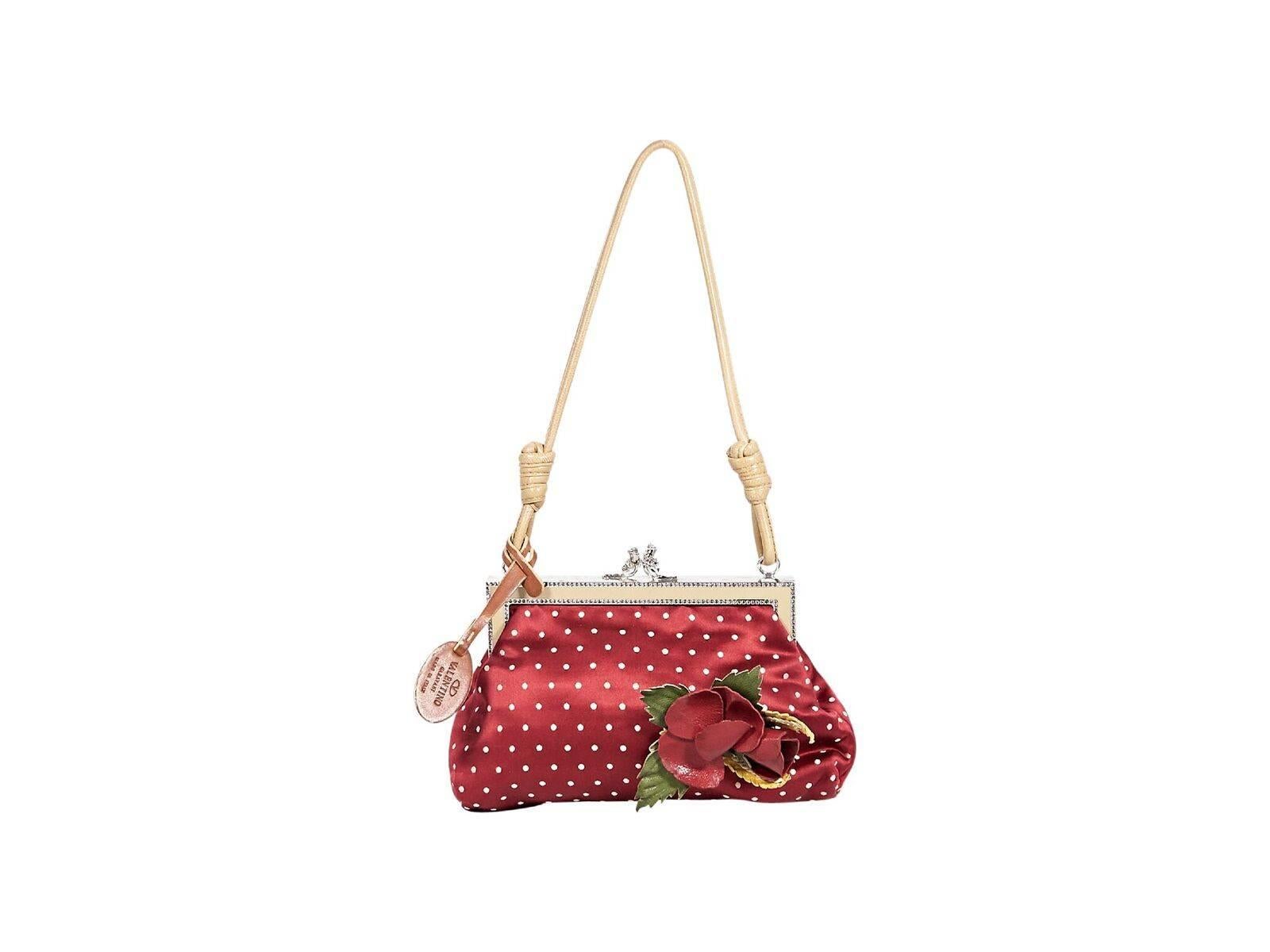 Red Valentino Floral Satin Polka-Dot Shoulder Bag In Good Condition In New York, NY