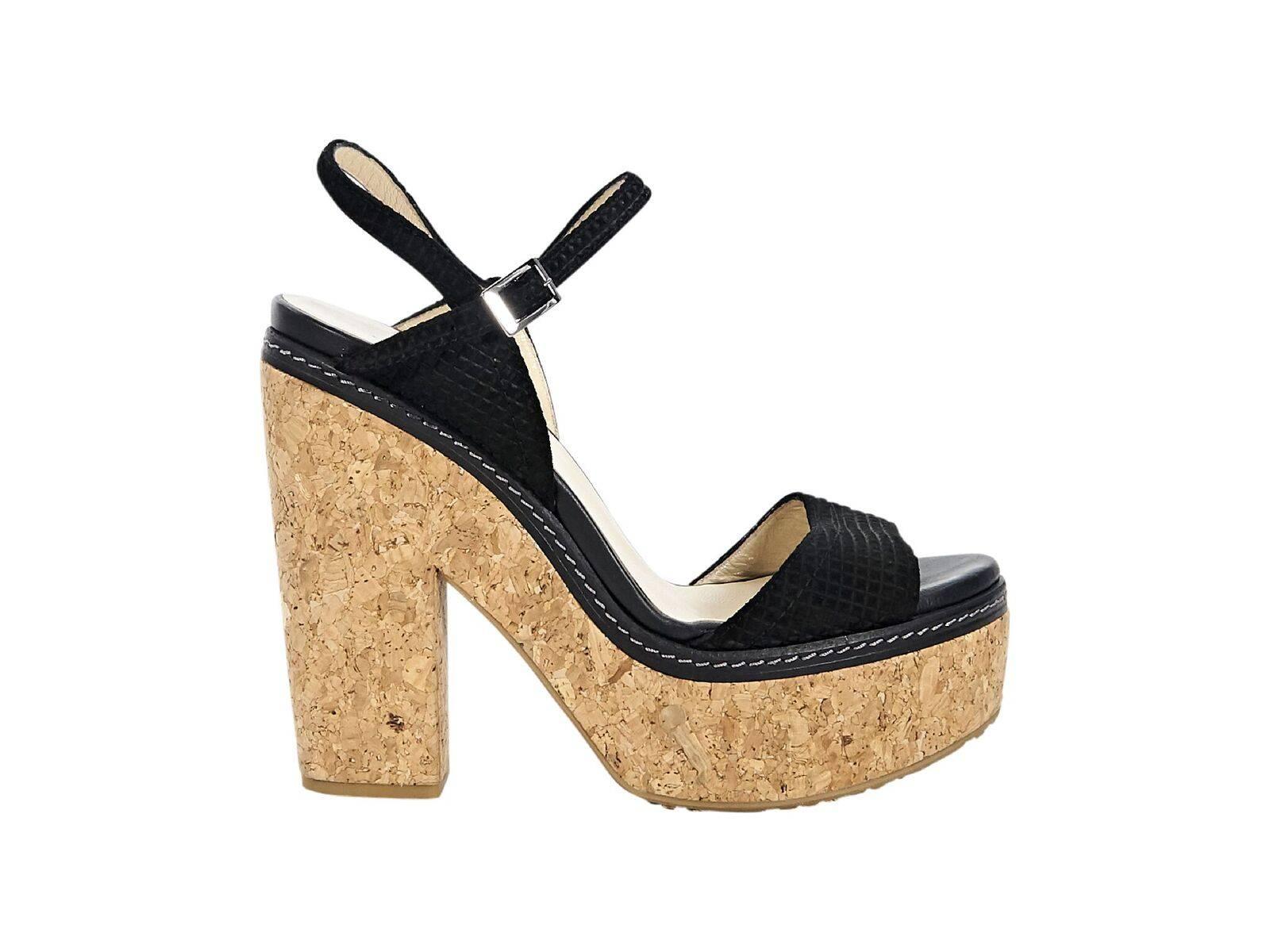 Black Jimmy Choo Suede Platform Sandals In Good Condition In New York, NY