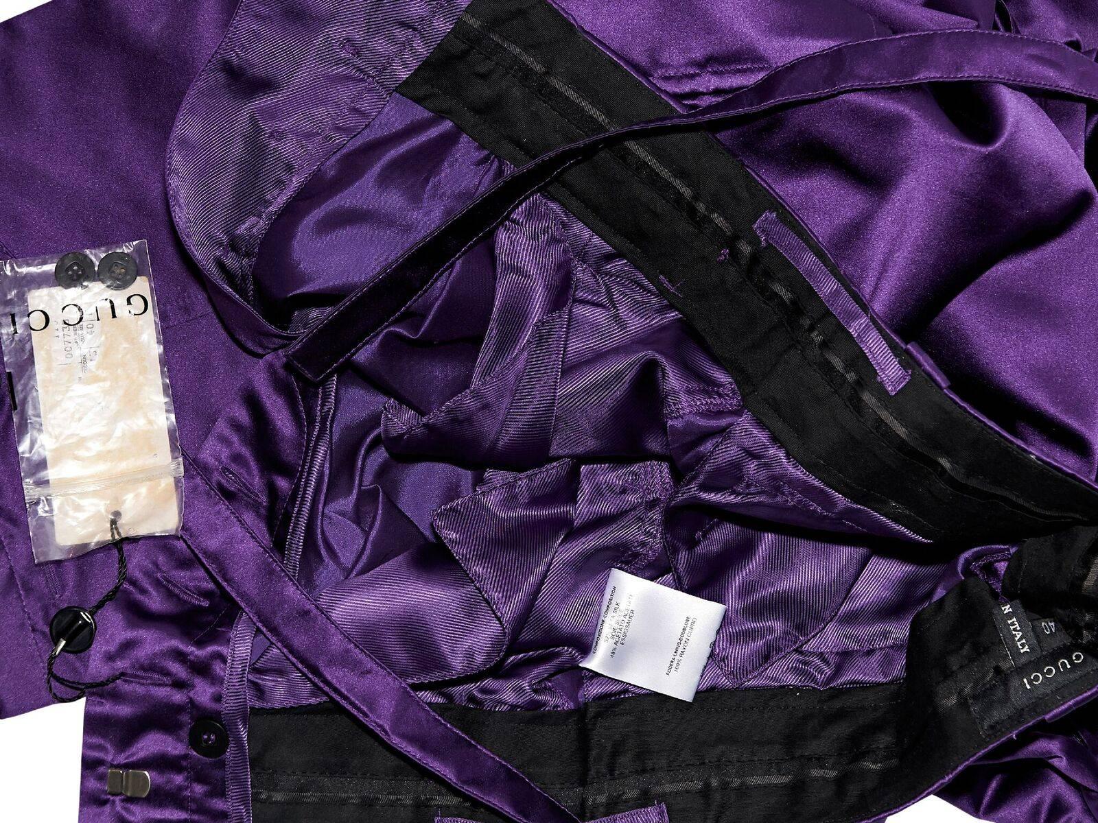 purple silk pants
