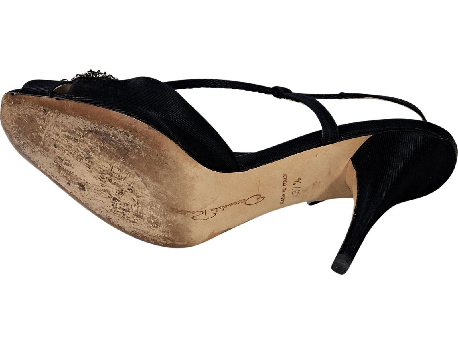 Women's Black Oscar de la Renta Embellished Evening Sandals