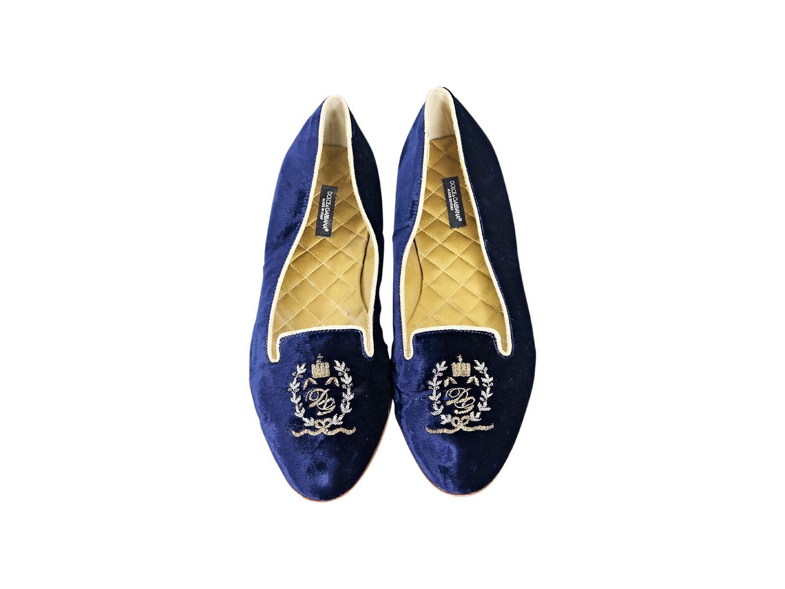 Black Blue Dolce & Gabbana Velvet Smoking Slippers