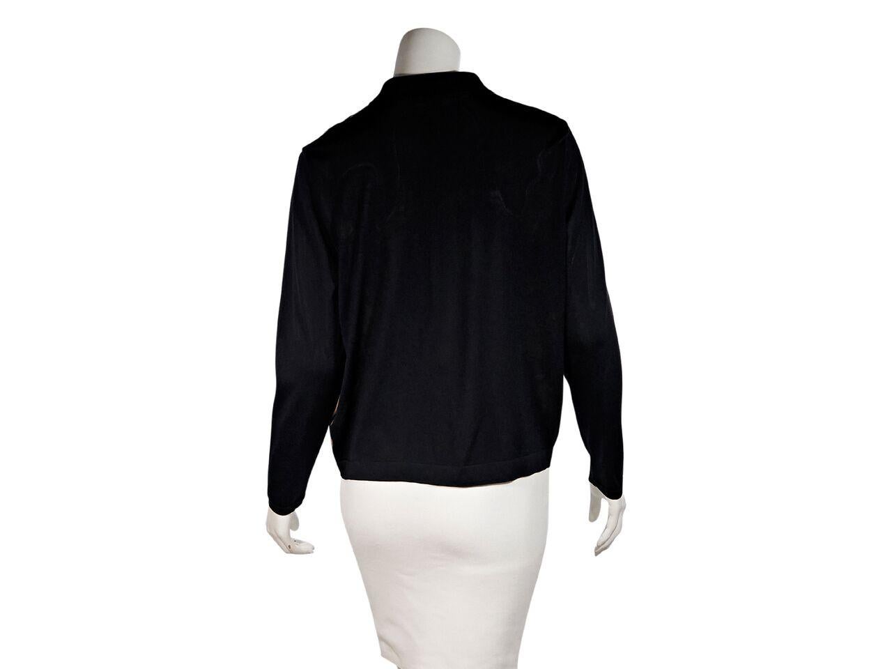 Black Hermes Multicolor Silk-Front Long-Sleeve Polo