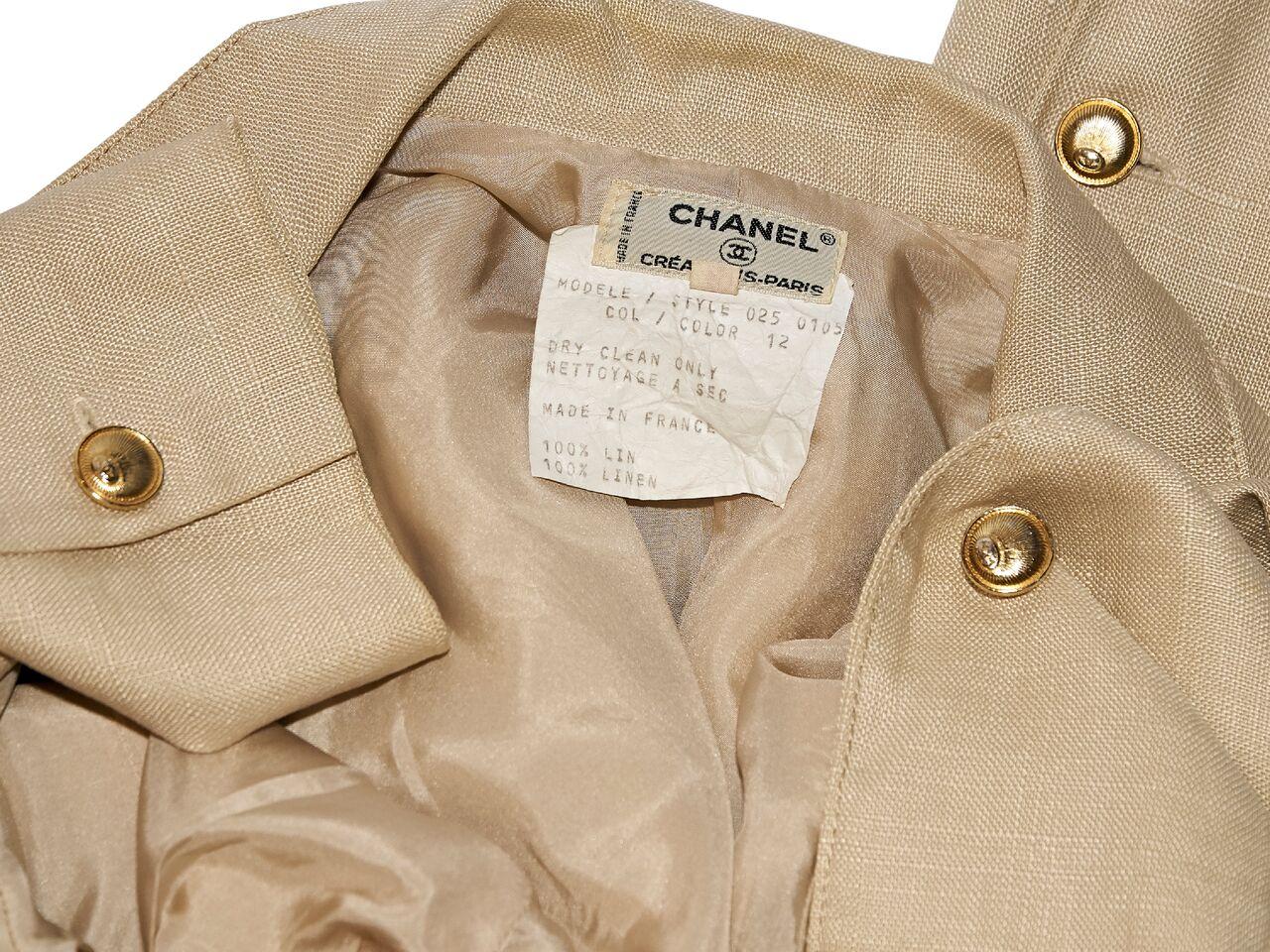 Tan Vintage Chanel Linen Blazer In Good Condition In New York, NY