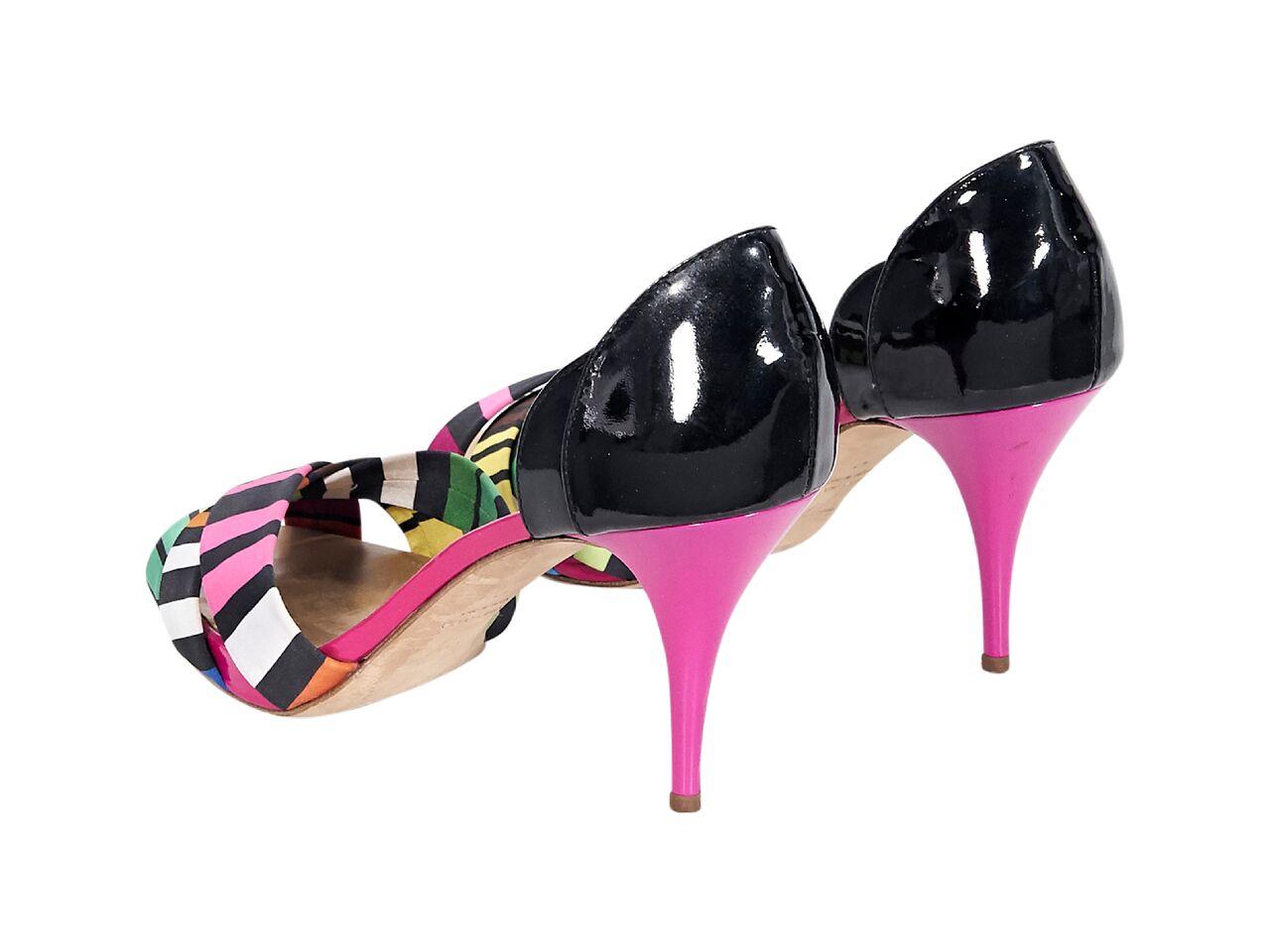 Multicolor Giuseppe Zanotti Satin & Patent Leather Sandals In Good Condition In New York, NY