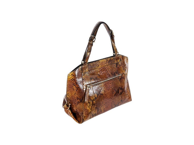 Salvatore Ferragamo Brown Snakeskin Shoulder Bag For Sale at 1stDibs